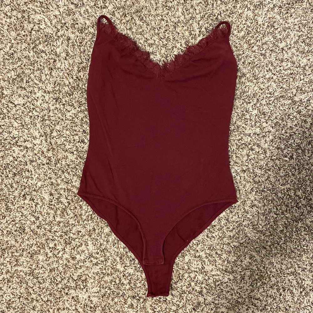 Ten Sixty Sherman burgundy lace bodysuit size large
